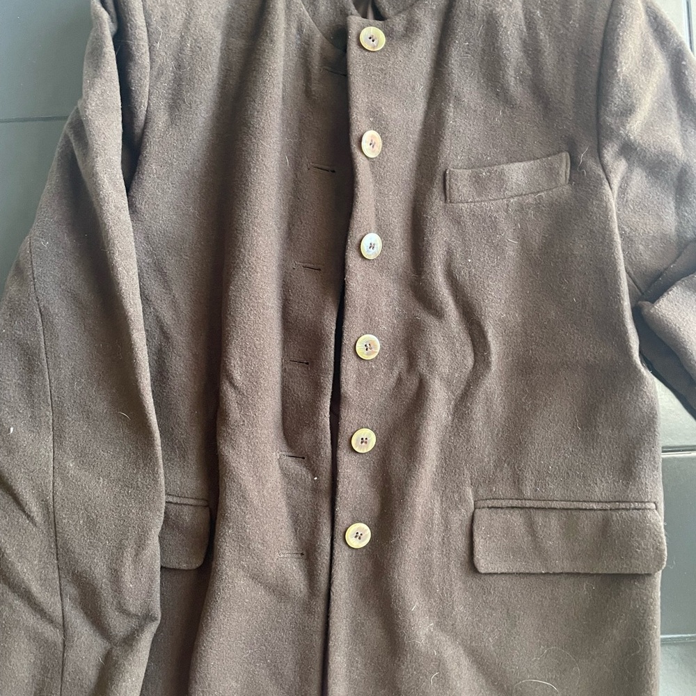 Classic Brown Button-Up Wool Jacket